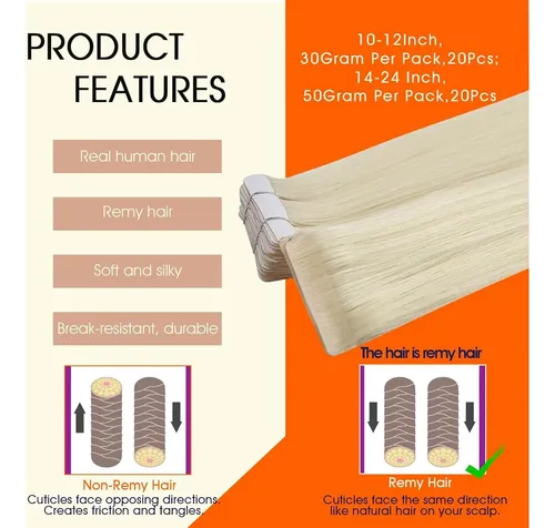 Extensiones De Cabello Humano Full Shine Cinta Rubio 14