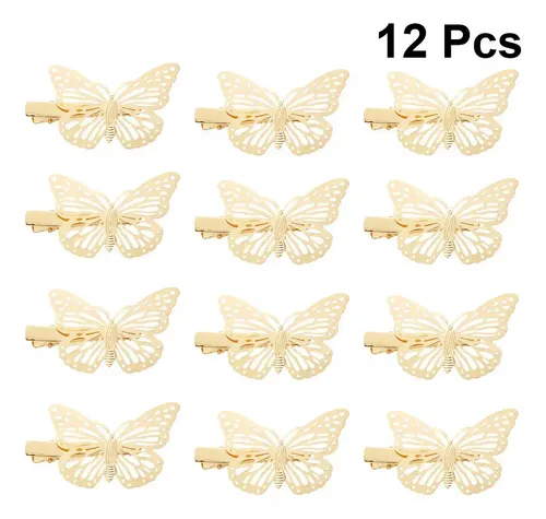 Broches Pelo Con Purpurina 12 Uds. Mariposa Tks