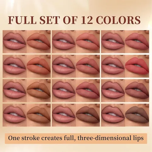 Set De Perfiladores De Labios En Crema 12 Colores Waterproof