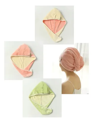 Toalla Turbante Gorro Vellón De Coral Seca Pelo Rápido