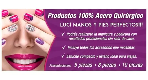 Set De Manicura Y Pedicura 5 Piezas De Acero Quirurgico M5p2
