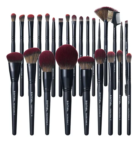 Set De Brochas De Maquillaje Zamel 26 Piezas Premium Negro C
