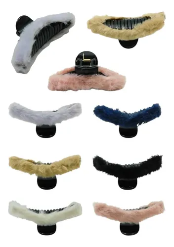 Hebillas Broches De Pelo Pack X6 Unidades Grande De Peluche