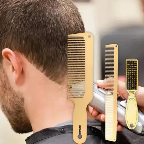 Juego De Peine De Metal Y Cepillo De Barbero Peine De Pelo