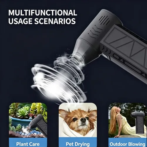 Plumero De Aire Portátil Recargable Con Turboventilador Mult Negro