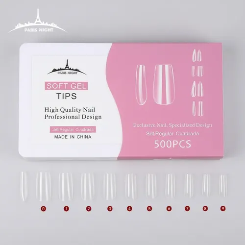 Tips Para Soft Gel Paris Night X500 Cuadrada Caja