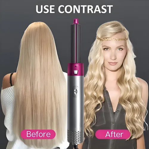 Secador de pelo Genérica 5 en 1 plateado con fucsia