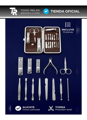 Set Corta Uñas Profesional Tijera Pinza Y Estuche