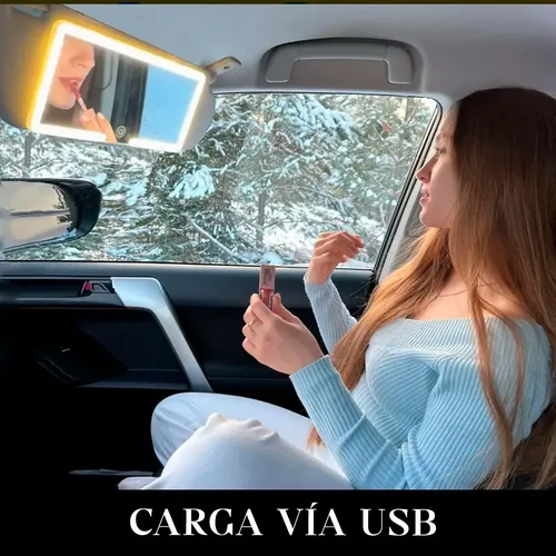 Espejo De Maquillaje De Visera De Coche Con 3 Modos Luz Led