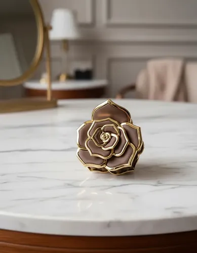 Broche De Pelo Flor Rosa Opaco Con Dorado