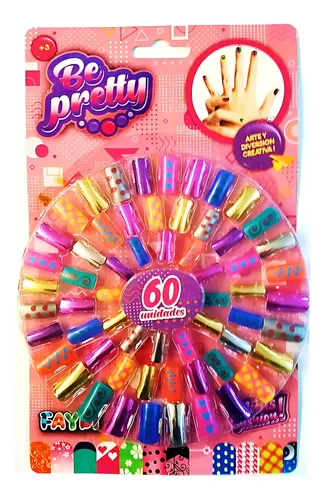 Set De Uñas 60 Piezas Divertidas Colores Y Diseños Surtidos