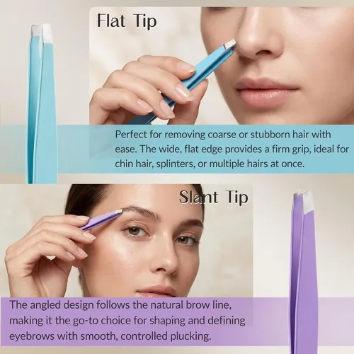 Yh Juego De Pinzas De Acero Inoxidable Para Cejas, 4