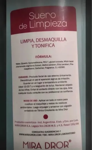 Suero De Limpieza Para Todo Tipo De Piel Mira Dror X150g