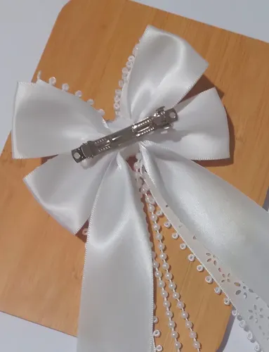 Moño Hebilla Blanco Comunión Fiesta