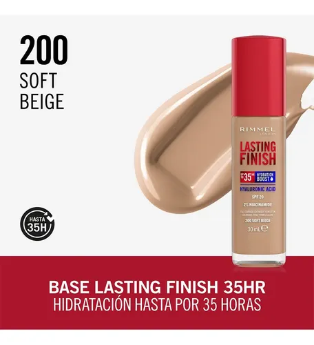 Base De Maquillaje Lasting Finish 35 Hours Rimmel London Tono 200 Soft Beige