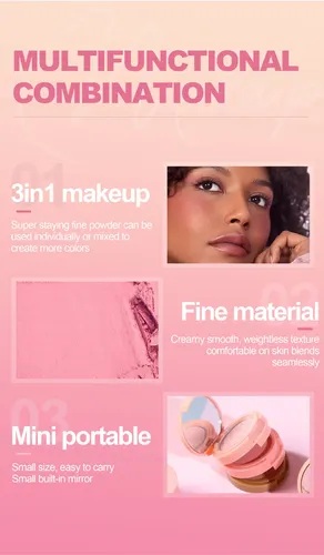 Set Maquillaje 3 En1 Colorete En Polvo Y Contorno Iluminador