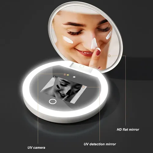 Espejo Uv Prueba Protector Solar Con Luz Led 2x Aumentos