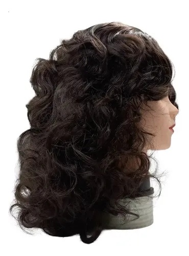 Peluca 40cm Con Flequillo Simil Natural Ondulada