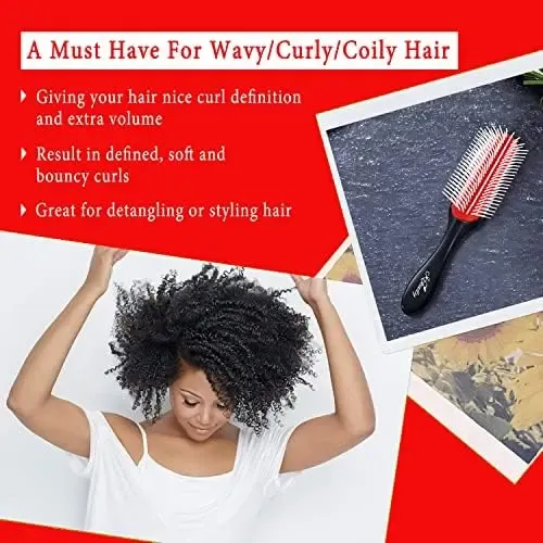 Cepillo Para Cabello Rizado, Peinar, 9 Filas Z