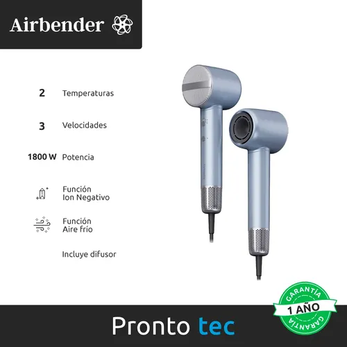 Secador De Pelo Airbender Ionico Alisador 1500 Watts Gris