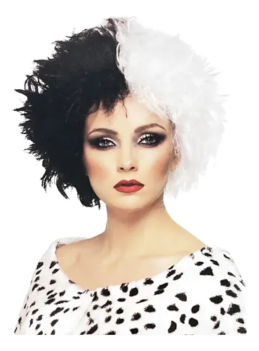 Peluca Cruella De Vil Blanco Y Negro 101 Dálmatas