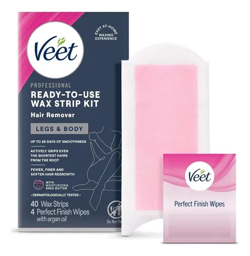 Kit De Depilación Veet Para Mujeres – 44 Bandas + Toallitas