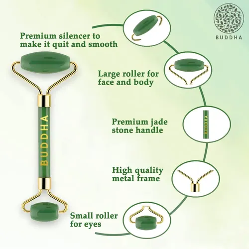 Rodillo Facial De Jade Verde Natural Para Masaje Y Belleza