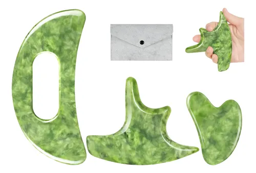 Juego De Herramientas De Masaje Gua Sha Jade Stone Cekpo Con