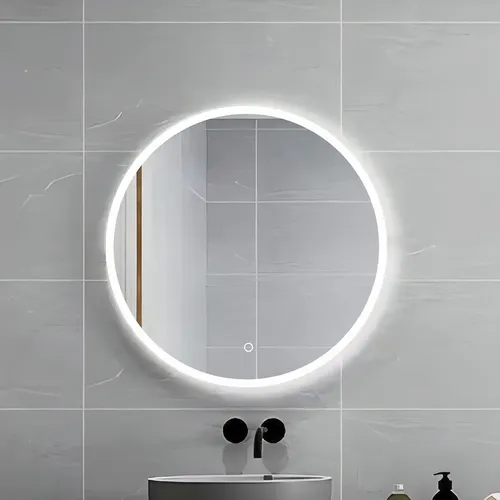 Espejo Redondo Baño 58cm Luz Led Circular Borde Pulido Marco Vidrio