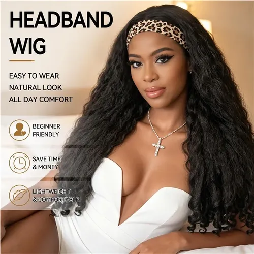 Diadema De Seda Helada For Mujer, Pelo Rizado, Larga Y