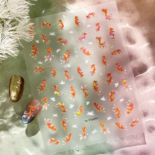 Adhesivos Para Uñas En Forma De Carpa Koi
