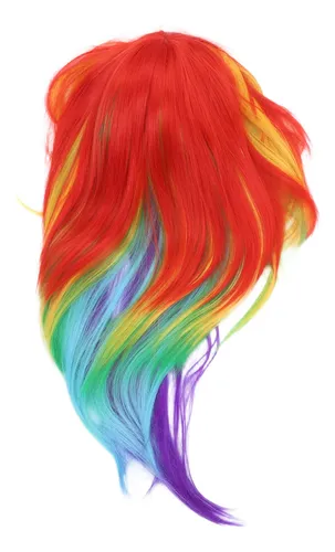 Peluca Larga Arcoíris Rizada Mujer 70cm, Ondas Coloridas