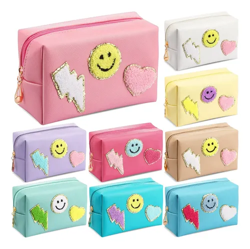 Bolsa De Maquillaje Chunful Preppy De 9 Piezas Con Parche De