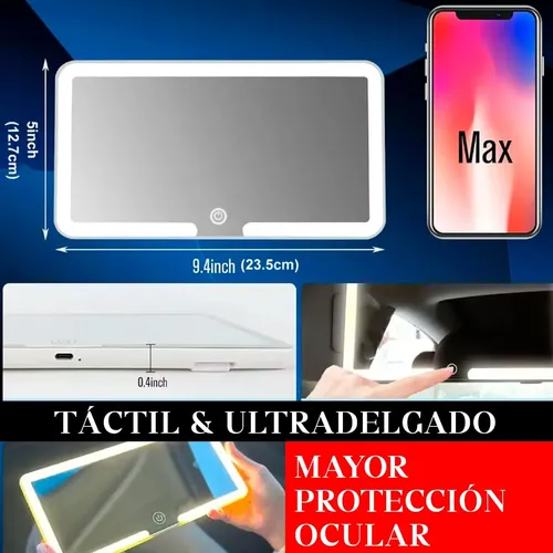 Espejo De Maquillaje De Visera De Coche Con 3 Modos Luz Led