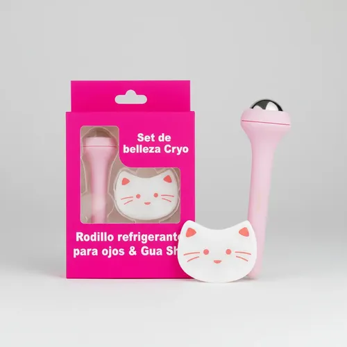 Set De Belleza Cryo Rodillo Refrigerante Y Piedra Gua Sha