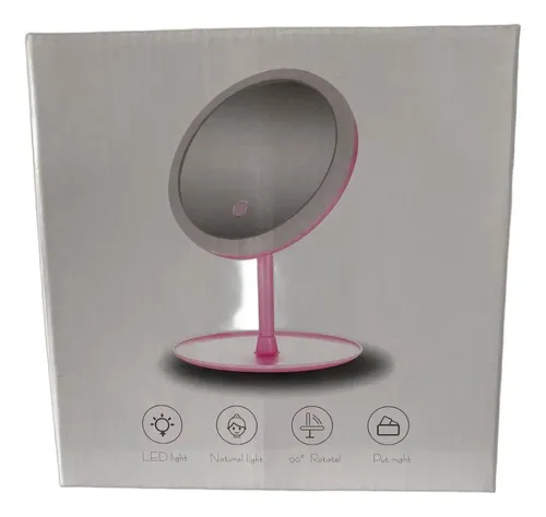 Espejo Tocador Redondo Will Luz Led 3 Tonos Joyero Blanco USB
