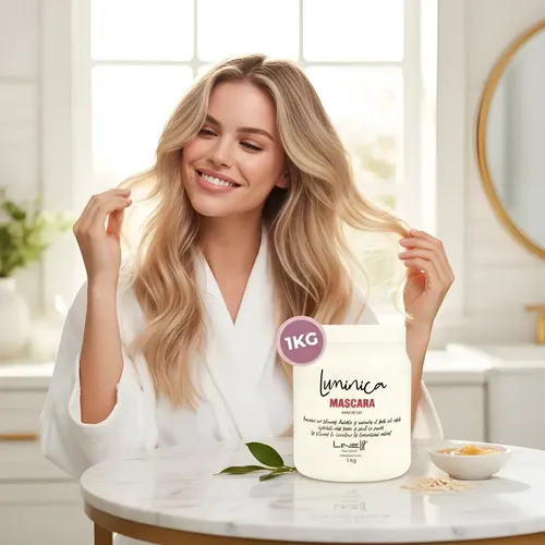 Mascarilla Baño De Luz Brillo Lumínica Hidrata & Nutre con Avena & Miel, dejando una iluminación de salón de belleza en tu cabello, producto profesional x 250Mls Lineup