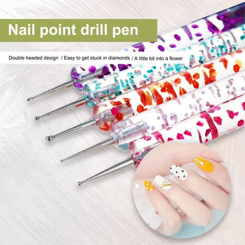 Juego De 5 Bolígrafos De Doble Punta Para Decoración De Uñas