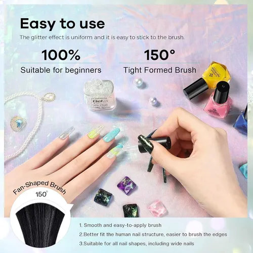 Top Coat Glitter Glamónade, Secado Rápido, Arcoíris