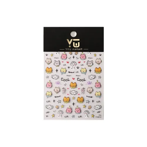 Pegatinas Planas De Uñas Con Gatito Lindo