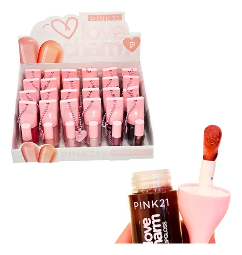 Set X6 Lip Gloss Pink 21 Love Charm Brillo Suave Aromatico