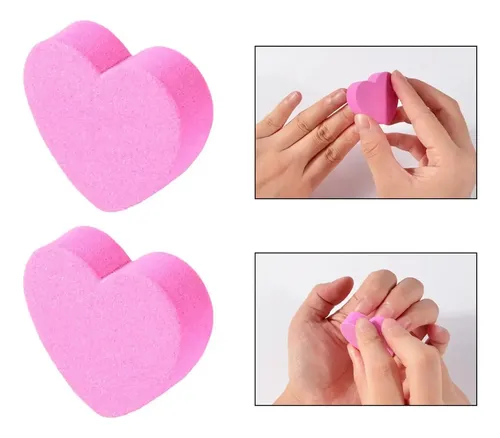 10 Mini Lima Sponge Forma Corazón Uñas Colores