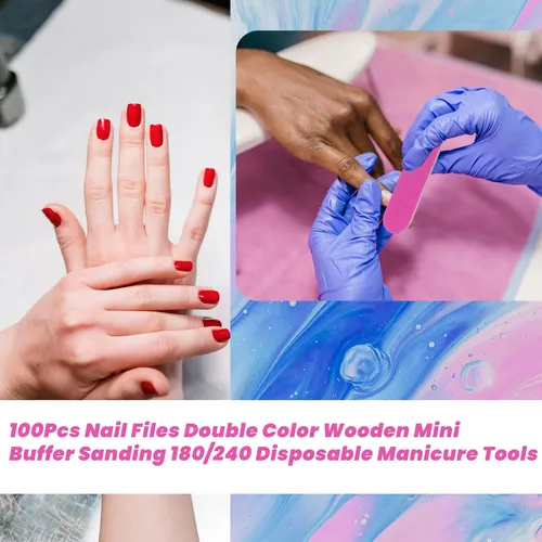 100 Limas De Uñas De Doble Color Para Madera, Lijado 180/24