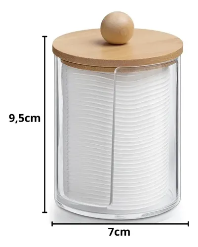 Organizador Cosméticos Maquillaje Acrílico Tapa Bambú 9x7cm