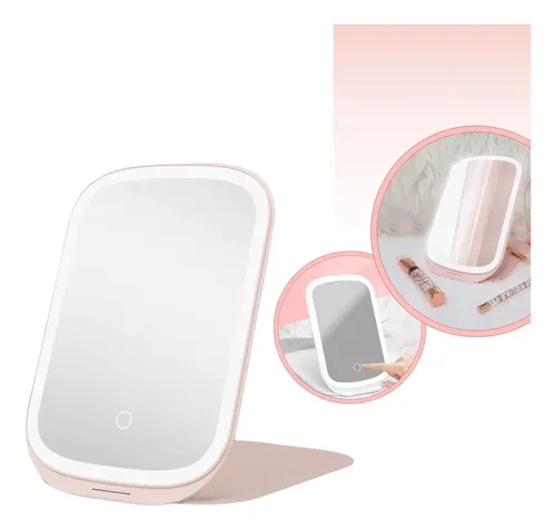 Espejo Maquillaje Portatil Tactil Con Luz Led Plegable Usb A Disponibilidad