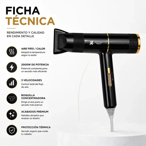 Secador De Pelo Cabello Para Viaje Liviano 2000w Frío Calor