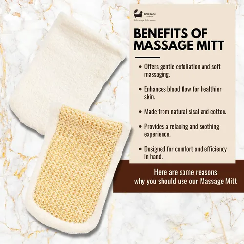 Manopla De Masaje Exfoliante De Bambú Y Algodón Natural