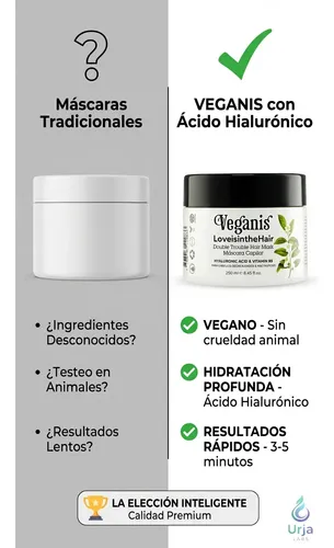 Veganis Máscara Capilar Ácido Hialurónico X250gr