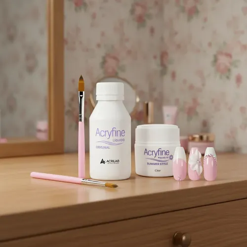Kit Acryfine Polímeros +monomeros +pincel Uñas Esculpidas