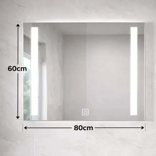 Espejo Rectangular Luz Led Tactil Baño 80×60 Dimerizable